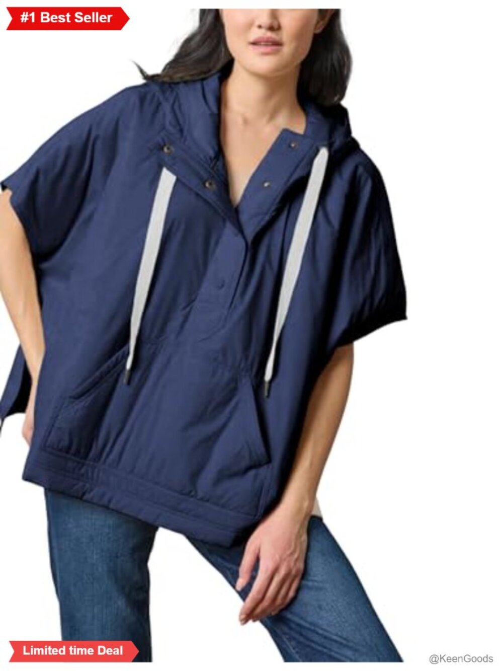 Yeokou Women's Hooded Puffer Vest Short Sleeve Snap Button Loose Casual Outwear